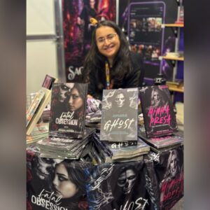 Jéssica Macedo na Bienal Internacional do Livro de São Paulo.