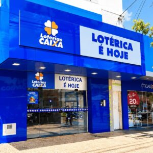 Fachada da Lotérica É Hoje, que se destaca pela organização de bolões de altas dezenas, incluindo apostas máximas da Mega-Sena.