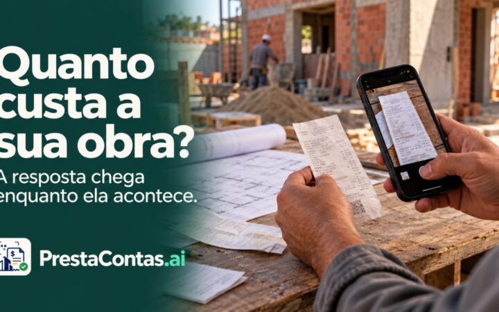 PrestaContas.ai centraliza as informações e mostra quanto cada obra realmente custa enquanto ela ainda é executada.